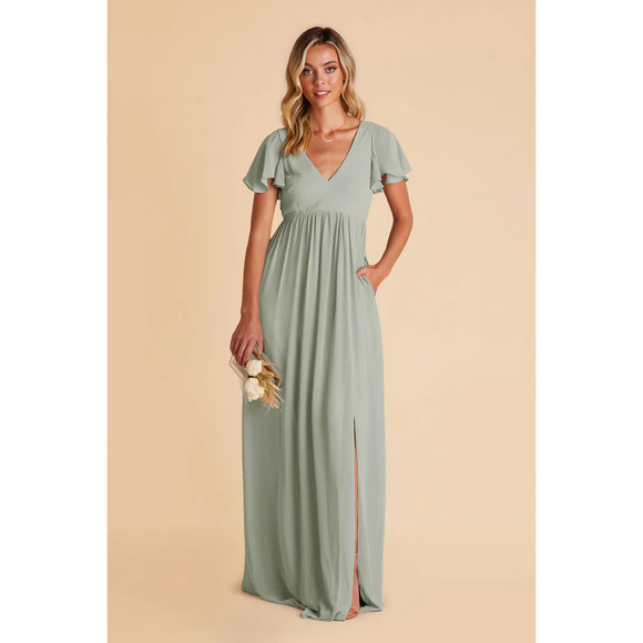 Birdy Grey Dresses & Skirts - NWT Birdy Grey Hannah  Empire Dress V-Neck Short Flutter Sleeve Sage Size M
